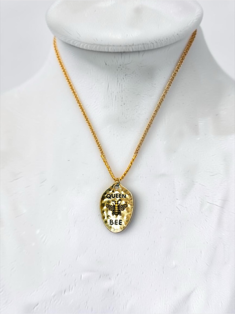 Gold & Silver Queen Bee Pendant Necklace - Women's Jewelry Handmade. - Picture 5 of 7